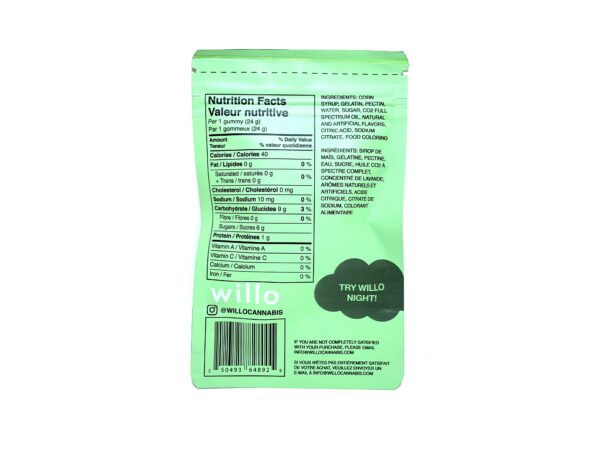 Willo Cannabis Gummies - Lovely Lime - 200mg THC - Info